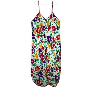 Vintage Christian Dior Lingerie Floral Multicolor Nightgown / Slip Dress Sz Lg.
